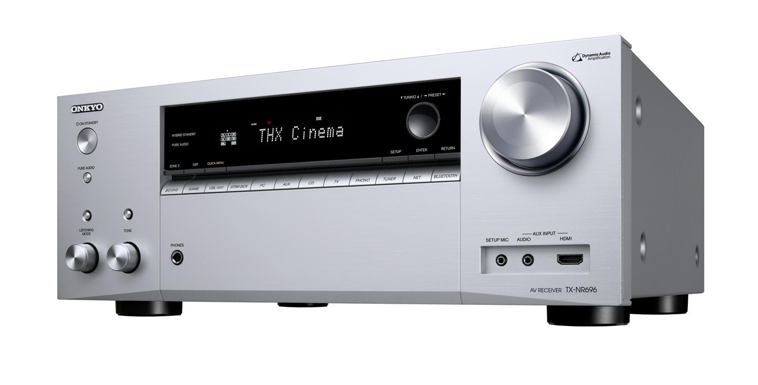 ONKYO TX-NR696 AV-Netzwerk Receiver (7.2 Kanäle, 175 Watt pro Kanal, Silber)