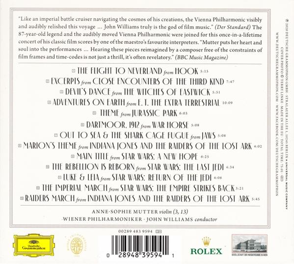 Rückseite eines CD-Covers mit Text über eine musikalische Darbietung und einer Titelliste.