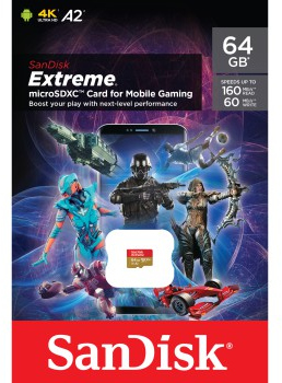 SANDISK Carte mémoire microSDHC Extreme "Mobile Gaming" 64 GB Class 10 (186491)