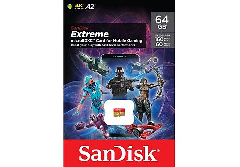 SANDISK Carte mémoire microSDHC Extreme "Mobile Gaming" 64 GB Class 10 (186491)