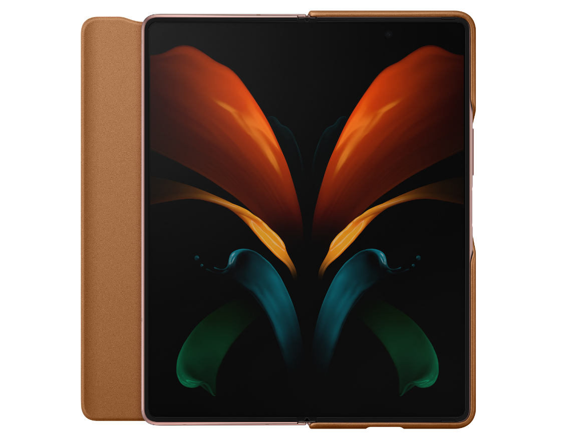 SAMSUNG Leather, Bookcover, Samsung, Galaxy Z Fold, Braun