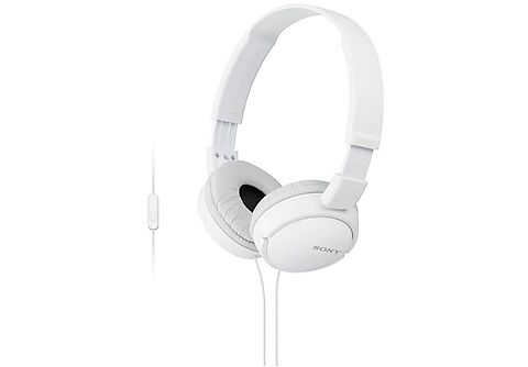 Auriculares - Sony MDR-ZX110AP, Con cable, Con micrófono, 12 Hz- 22kHz, 98 dB, De diadema, Supra-aural, Blanco