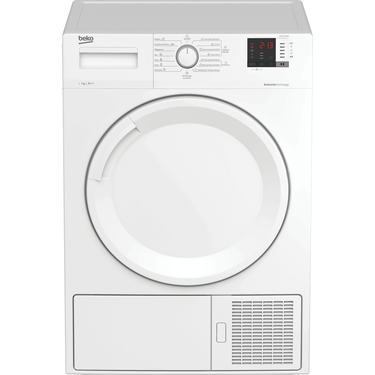 Secadora - Beko DHS 7413 PA0, Bomba de calor, 7 kg, Blanco