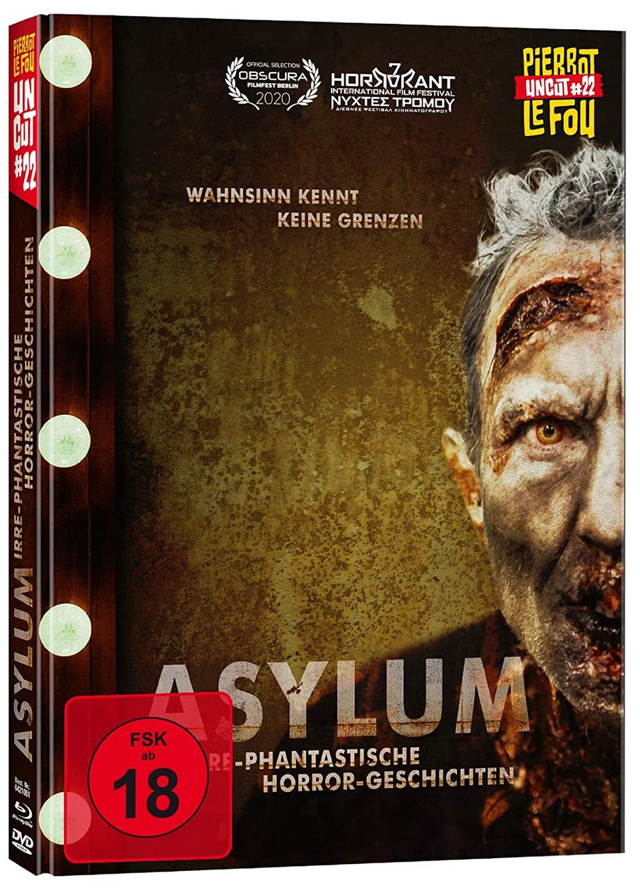 DVD-Hülle eines Horrorfilms mit dem Titel "Asylum".