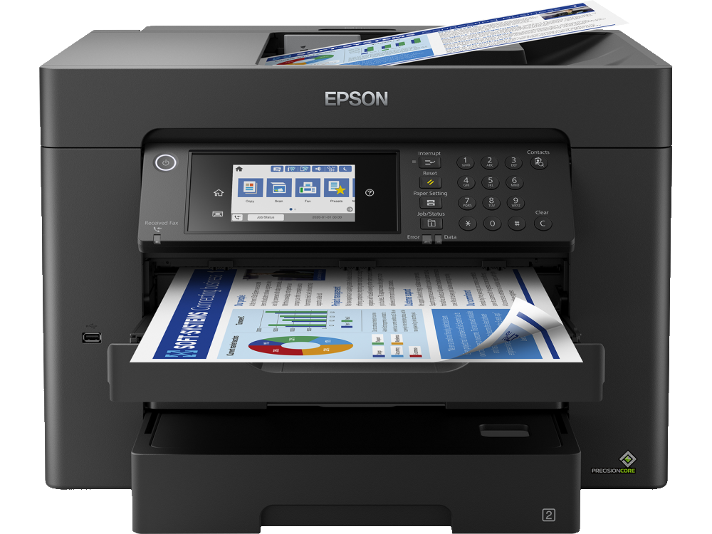 Impresora multifunción - Epson WorkForce WF-7840DTWF, PrecisionCore™, B/N, Epson DURABrite™, Negro