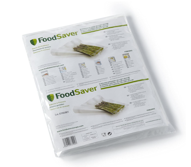 Bolsas de envasado - FoodSaver FSB 3202-I-065 Capacidad de 3,87L, 32 bolsas de envasado