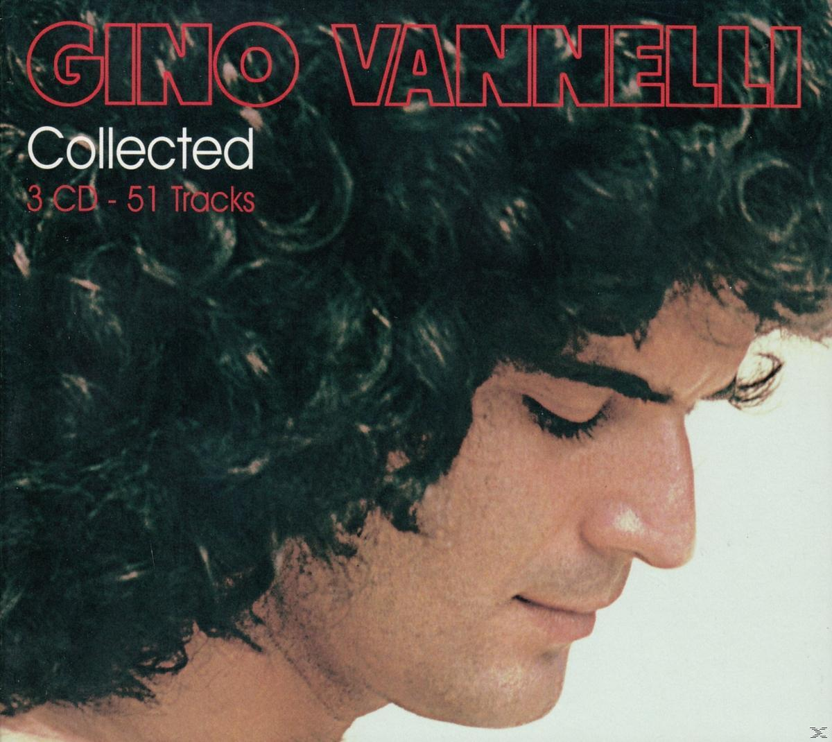 Albumhoes: Gino Vannelli, Collected. Een close-up profiel van een man met lang, krullend zwart haar.