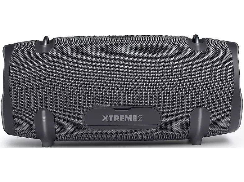 Altavoz JBL Xtreme 2 negro y gris con el nombre de la marca visible.