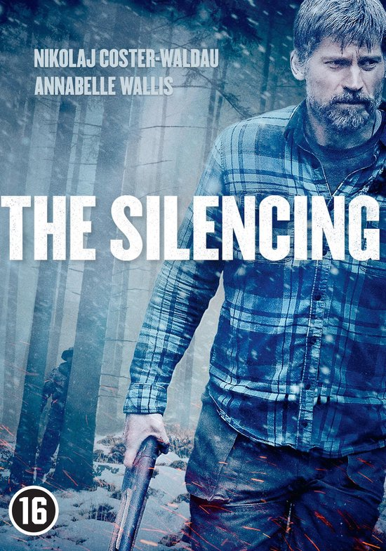 Filmposter. Man met geweer in geruit overhemd, met bosachtergrond en titel 'The Silencing'.