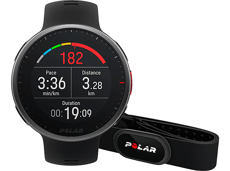 Reloj deportivo - Polar Vantage V2 HR, 145-215 mm, 1.2", 40h, GPS, Resistencia al agua, Negro