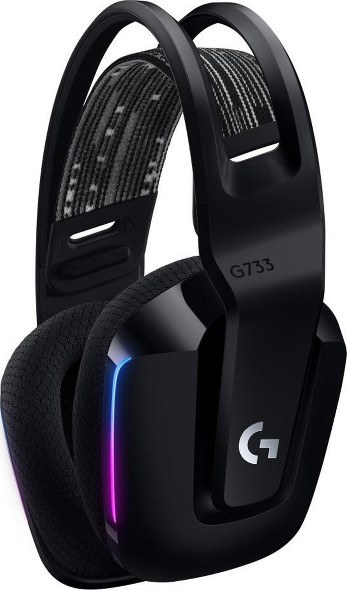 Fekete-szürke gamer headset fehér-szürke szövethajpánttal. A logó látható.