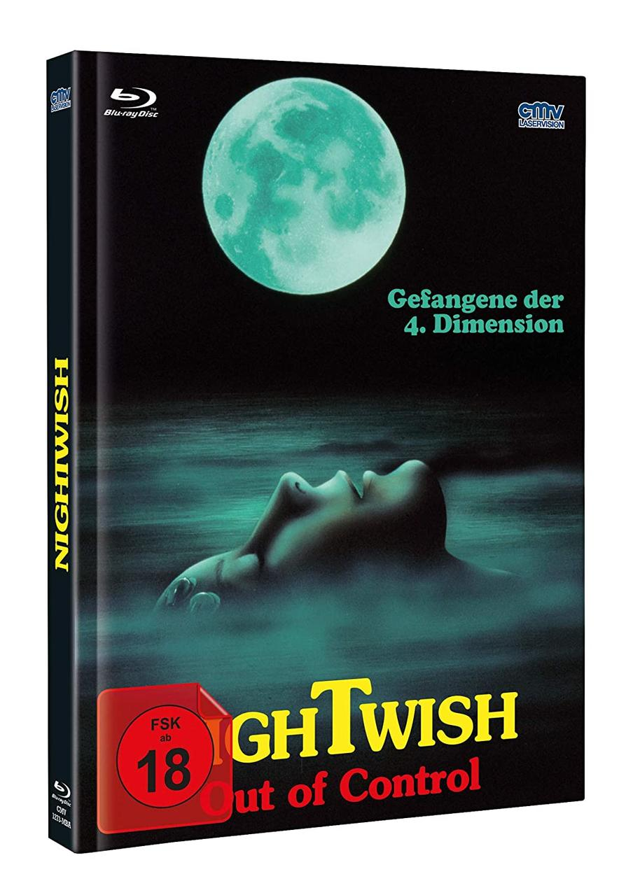 DVD-Hülle für einen Film namens Nightwish. Das Cover zeigt eine Frau im Wasser unter einem grünen Mond.