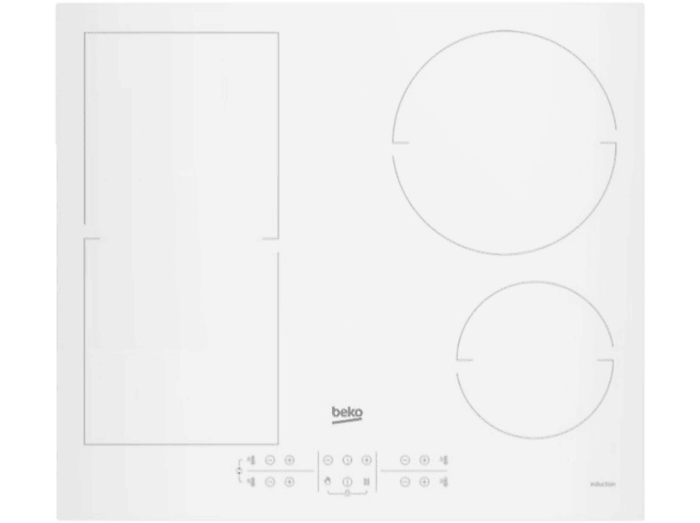 Encimera - Beko HII64200FMTW, Inducción, Eléctrica, 4 zonas, 21 cm, Blanco