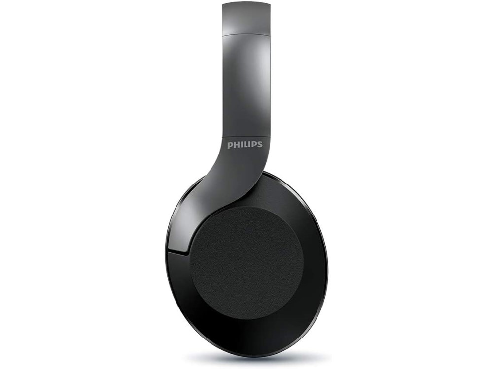 Auriculares supraaurales negros. Los auriculares tienen un diseño de copa circular.