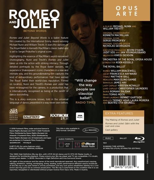 Rückseite der Romeo und Julia Blu-ray. Bild des Films, Text und Credits.