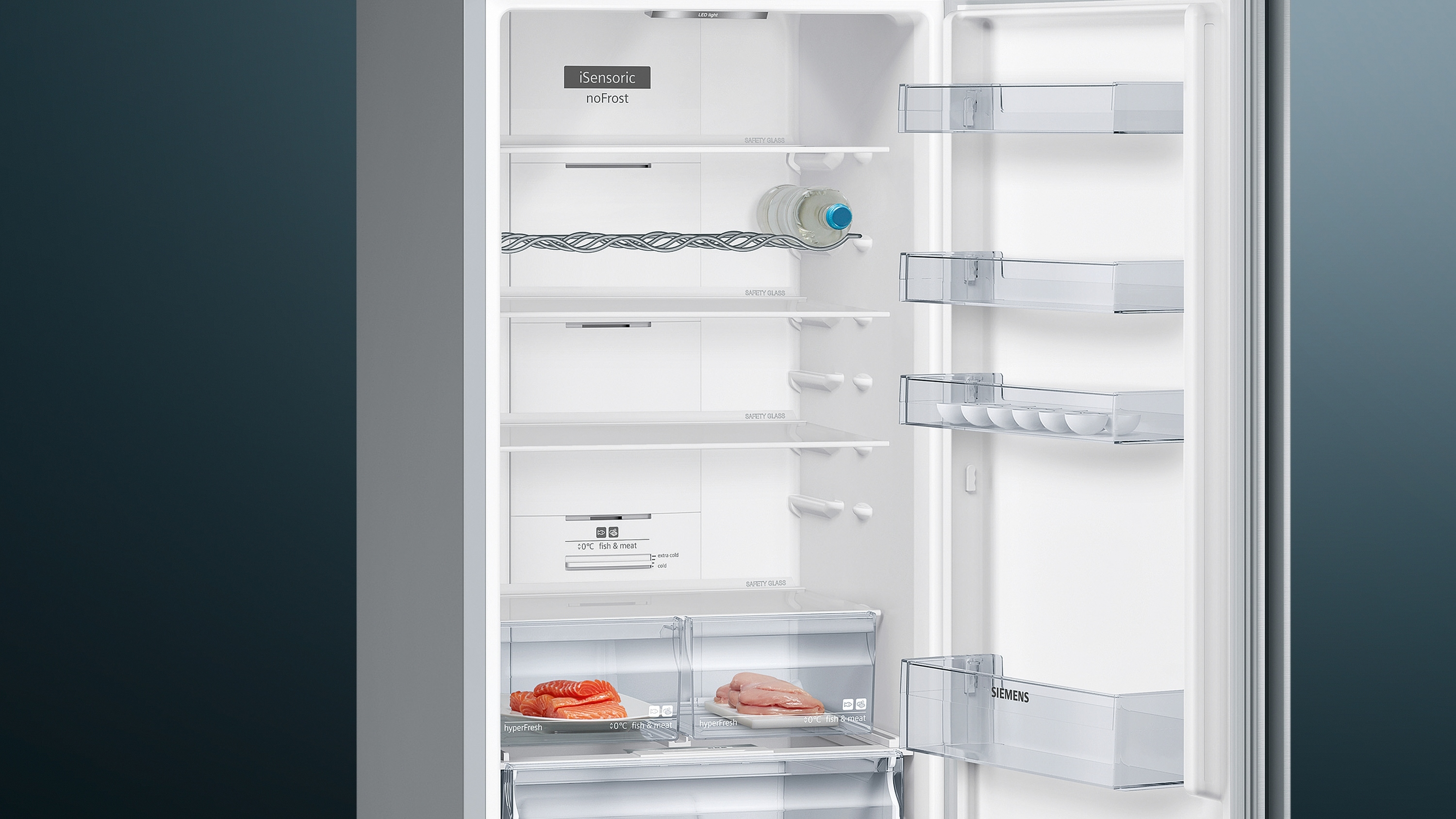 Frigorífico combi - Siemens KG39NXIDA, 366 l, No Frost, 203 cm, Cajón HyperFresh, Display LED Externo, Inox