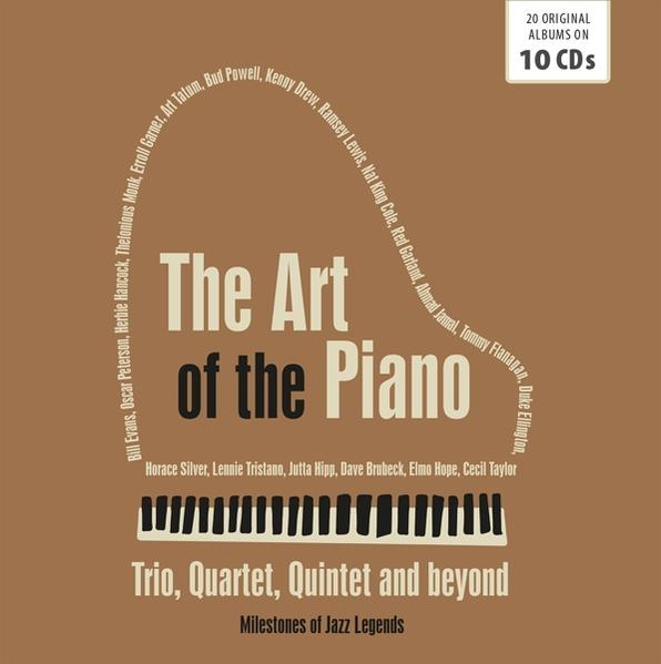 Albumhoes: The Art of the Piano, met een afbeelding van een pianoklavier en namen van pianisten.