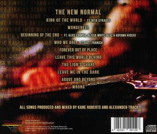 Album-Cover mit Songliste und Gitarre im Vordergrund, Titel "The New Normal".