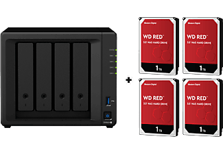 SYNOLOGY DiskStation DS920+ mit 4x 1TB WD Red NAS (HDD) - NAS (HDD, 4 TB, Schwarz)