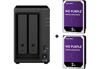 SYNOLOGY DiskStation DS720+ avec 2x 2TB WD Purple Surveillance (HDD) - Serveur NAS (HDD, SSD, 4 TB, Noir)