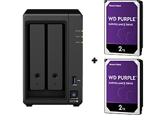 SYNOLOGY DiskStation DS720+ con 2x 2TB WD Purple Surveillance (HDD) - Server NAS (HDD, SSD, 4 TB, Nero)
