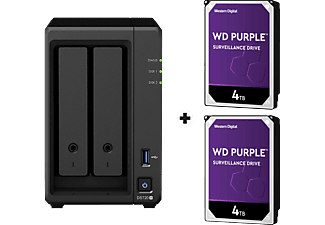 SYNOLOGY DiskStation DS720+ avec 2x 4TB WD Purple Surveillance (HDD) - Serveur NAS (HDD, SSD, 8 TB, Noir)