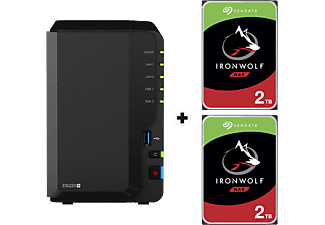 SYNOLOGY DiskStation DS220+ mit 2x 2TB Seagate IronWolf NAS (HDD) - NAS (HDD, 4 TB, Schwarz)