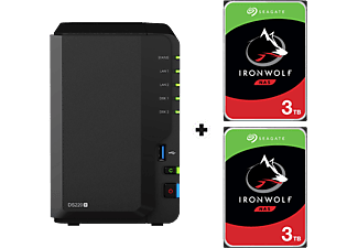 SYNOLOGY DiskStation DS220+ con 2x 3TB Seagate IronWolf NAS (HDD) - Server NAS (HDD, 6 TB, Nero)