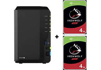 SYNOLOGY DiskStation DS220+ con 2x 4TB Seagate IronWolf NAS (HDD) - Server NAS (HDD, 8 TB, Nero)