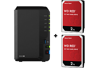 SYNOLOGY DiskStation DS220+ avec 2x 2TB WD Red NAS (HDD) - Serveur NAS (HDD, 4 TB, Noir)