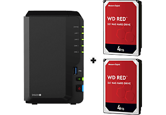 SYNOLOGY DiskStation DS220+ avec 2x 4TB WD Red NAS (HDD) - Serveur NAS (HDD, 8 TB, Noir)