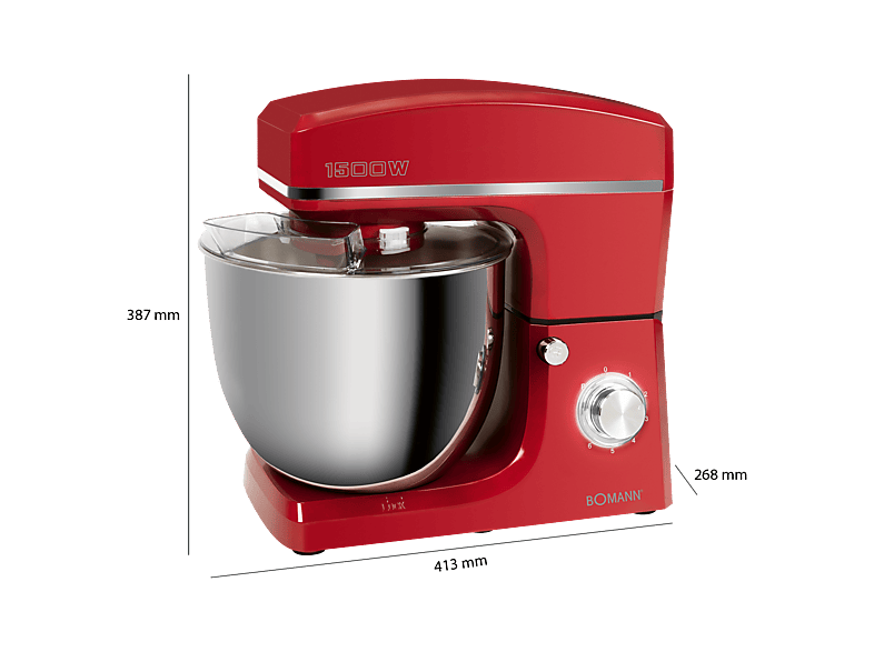 Bomann KM 6036CB Küchenmaschine Rot (Rührschüsselkapazität: 10 l, 1500 Watt) — Foto 2 von 5