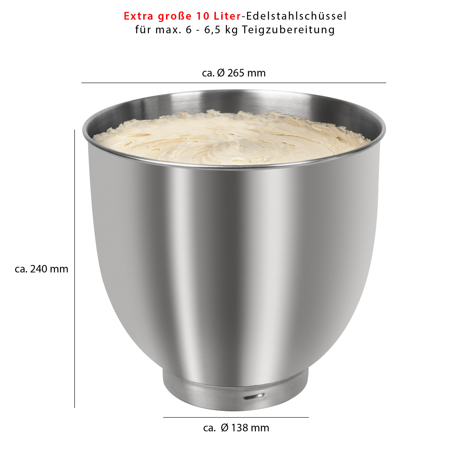 Ein großer silberner Mixerbehälter gefüllt mit hellgelbem Teig.