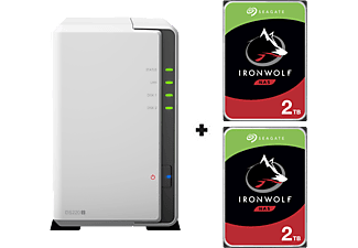 SYNOLOGY DiskStation DS220j con 2x 2TB Seagate IronWolf NAS (HDD) - Server NAS (HDD, 4 TB, Bianco)