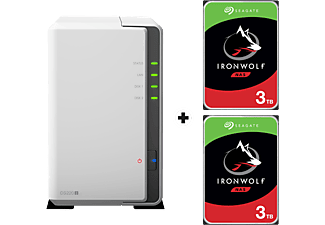 SYNOLOGY DiskStation DS220j con 2x 3TB Seagate IronWolf NAS (HDD) - Server NAS (HDD, 6 TB, Bianco)