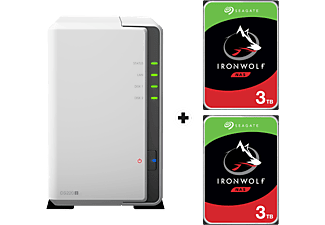 SYNOLOGY DiskStation DS220j mit 2x 3TB Seagate IronWolf NAS (HDD) - NAS (HDD, 6 TB, Weiss)