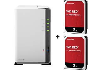 SYNOLOGY DiskStation DS220j avec 2x 2TB WD Red NAS (HDD) - Serveur NAS (HDD, 4 TB, Blanc)