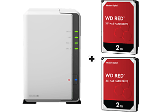 SYNOLOGY DiskStation DS220j mit 2x 2TB WD Red NAS (HDD) - NAS (HDD, 4 TB, Weiss)