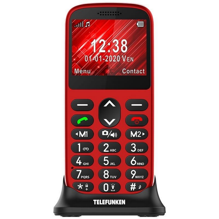 Móvil - Telefunken S420, Para mayores, Bluetooth, 2.21", 64 MB, Compatible Audífonos, Rojo