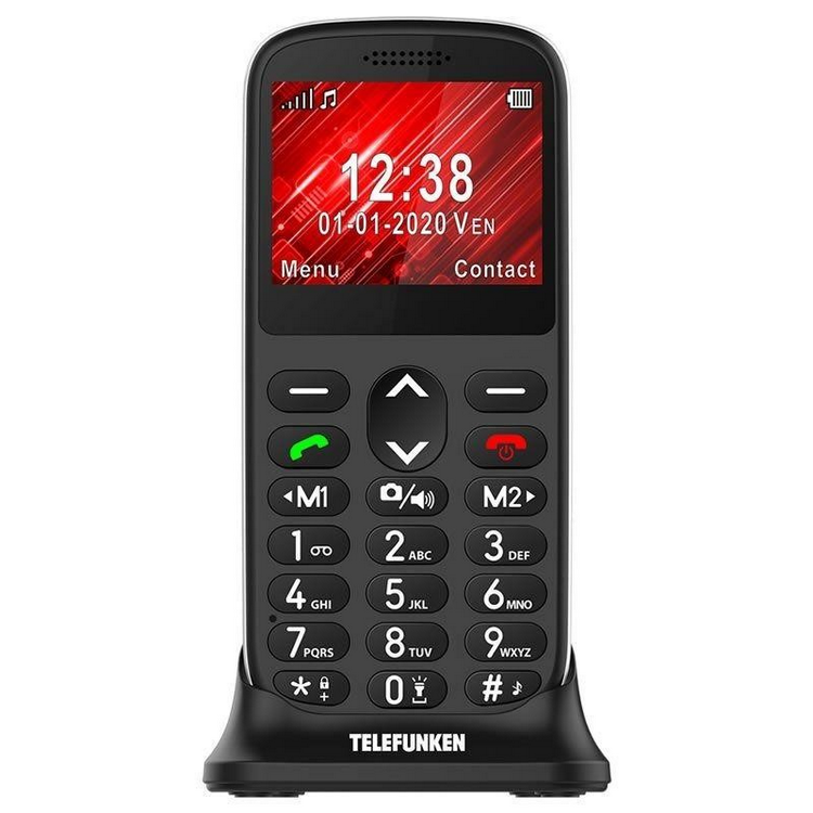 Móvil - Telefunken S420, Para mayores, Bluetooth, 2.21", 64 MB, Compatible Audífonos, Negro