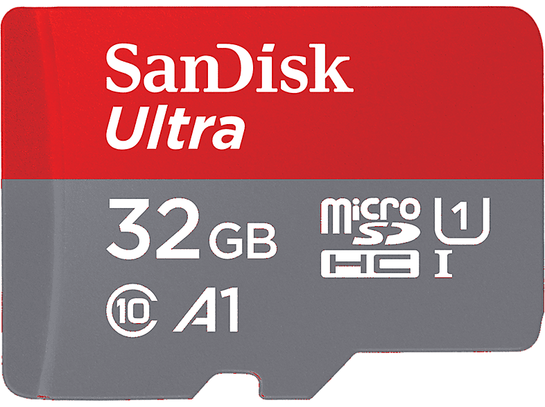 SANDISK 32GB Ultra microsdhC Karte mit SD-Adapter bis zu 120 MB/s mit App-Performance A1 UHS-I Class 10 U1; Speicherkarte