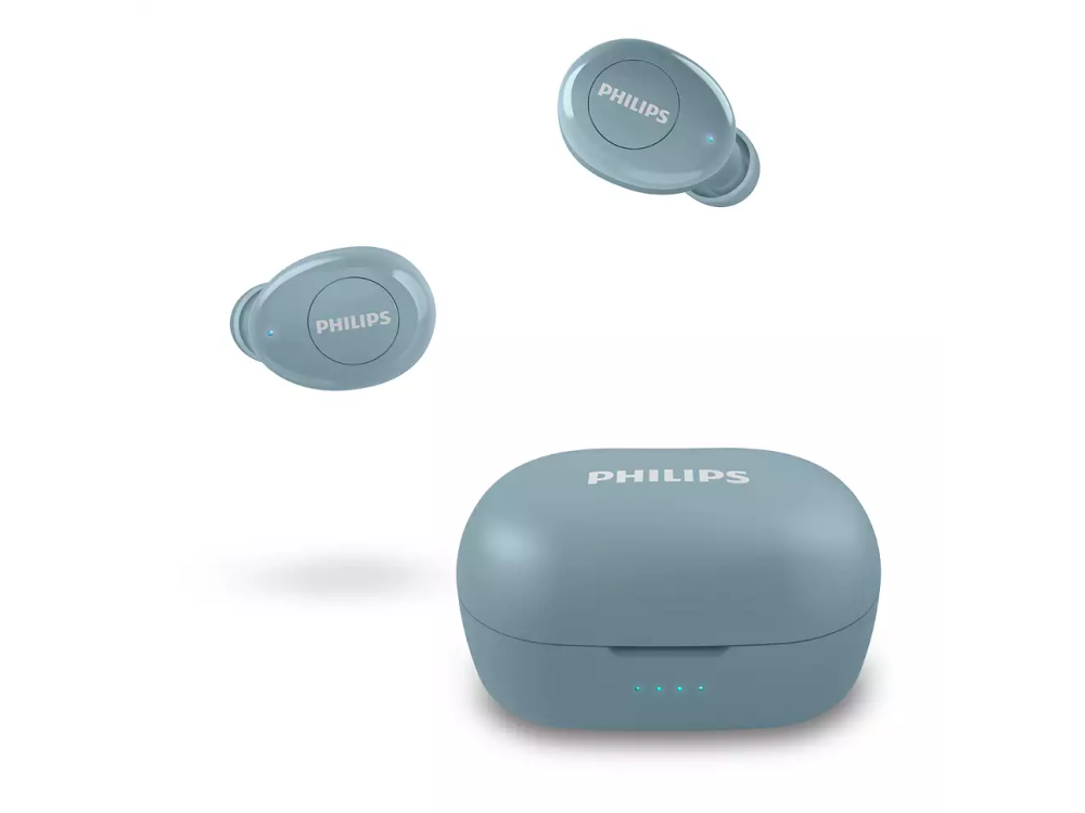 Auriculares True Wireless - Philips TAT2205BL/00, True Wireless, Bluetooth, 12h, Azul + Estuche de carga