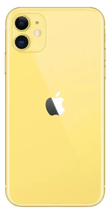 Sarı iPhone 11 arka görünümü.