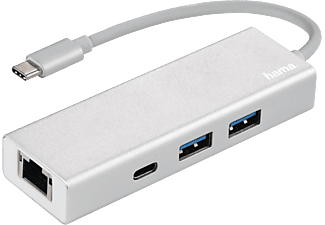 HAMA 135757 Aluminium - Hub USB (Argent)