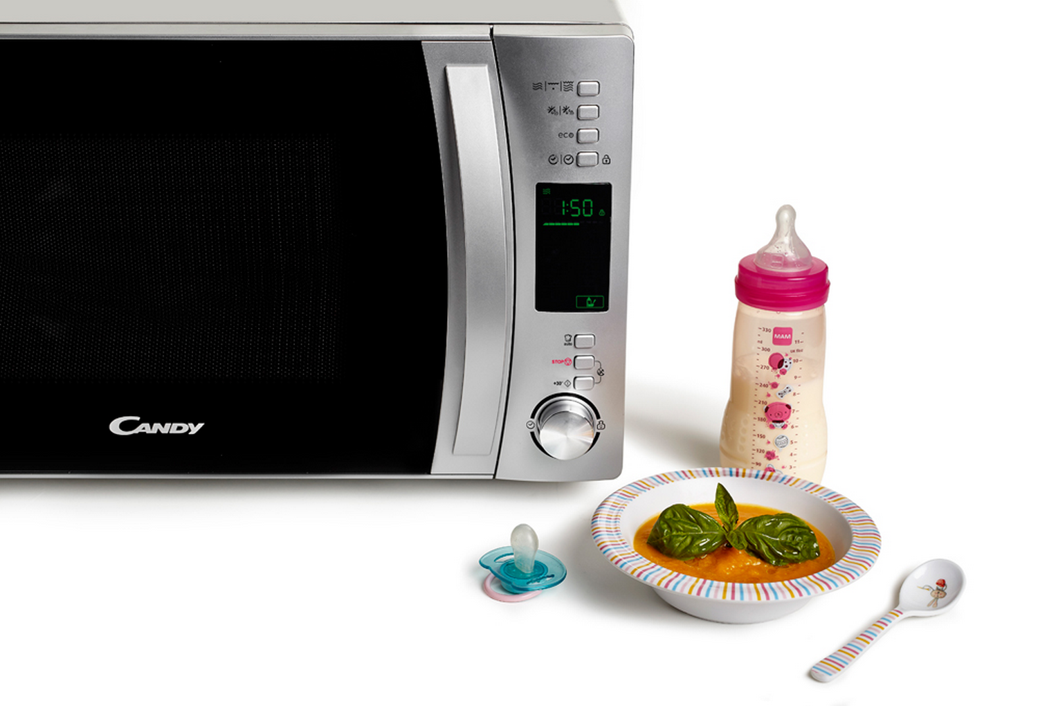 Microondas - Candy CMXC25DCS, Horno combinado, Grill, 1000W, 5 niveles, 25l, Cook in App, Inox