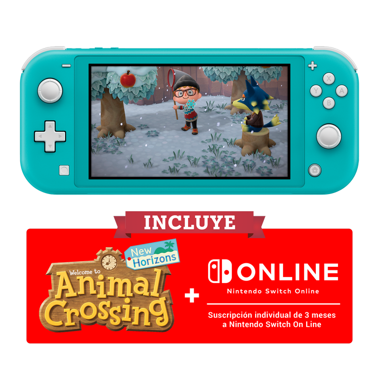 Consola - Nintendo Switch Lite, Portátil, Turquesa + Animal Crossing: New horizons (Código digital)