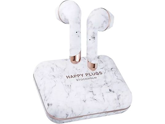 HAPPY PLUGS Air 1 Plus Earbud - Écouteurs True Wireless (In-ear, Weiss/Marbre)