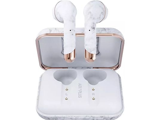 HAPPY PLUGS Air 1 Plus Earbud - Écouteurs True Wireless (In-ear, Weiss/Marbre)