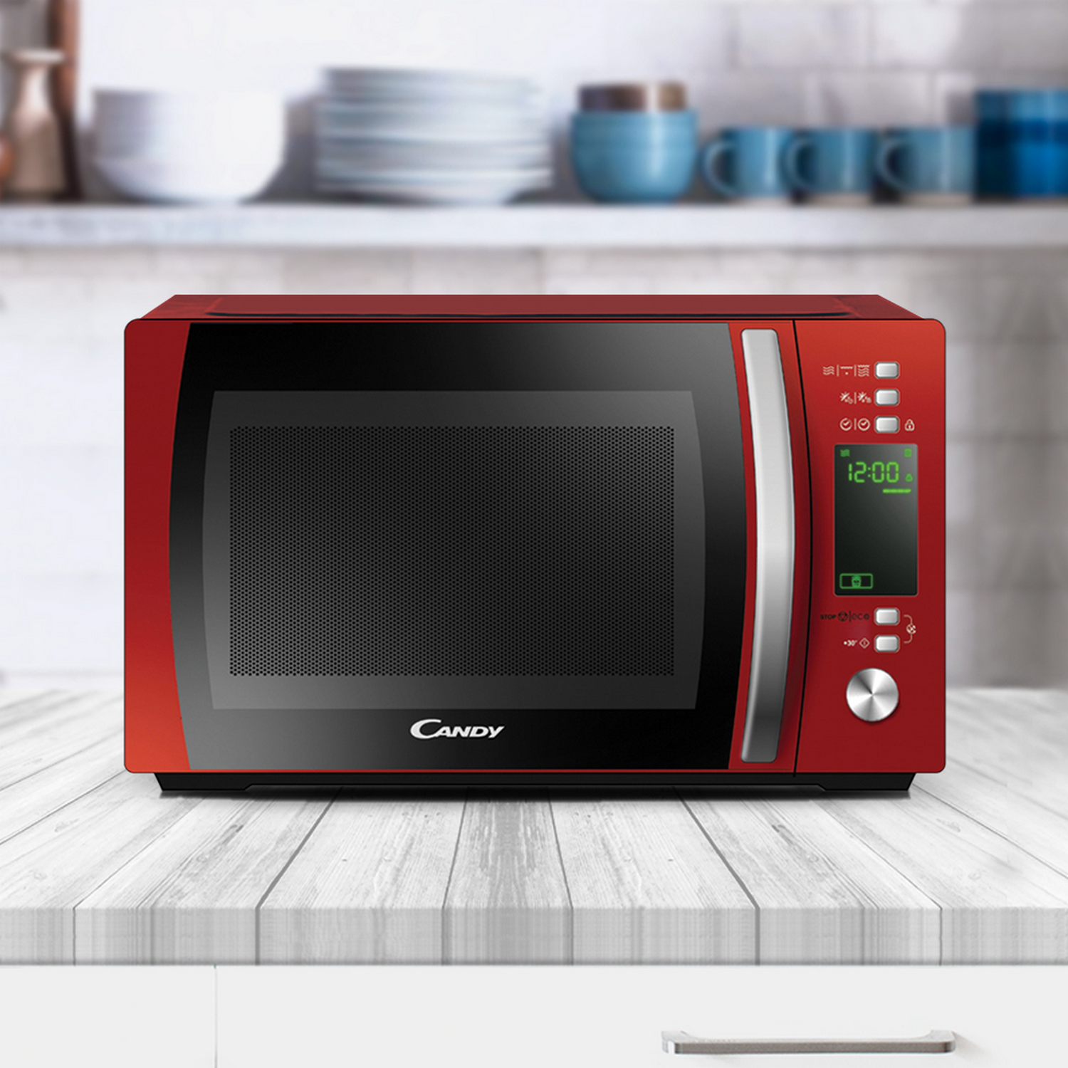 Microondas con grill - Candy X-Range CMXG20DR, 700 W, 5 niveles, Descongelación, Inicio diferido, 20 l, Rojo