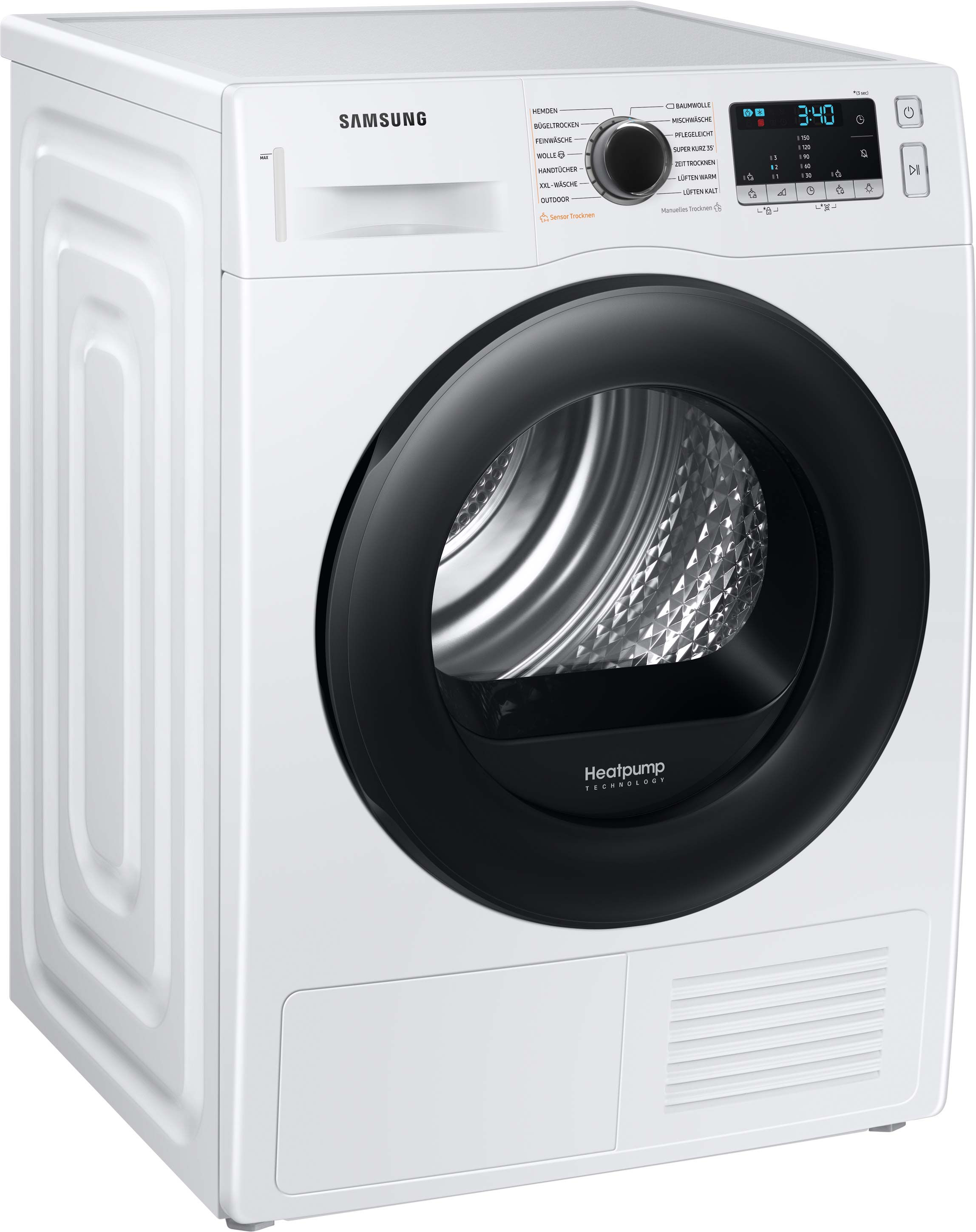 SAMSUNG DV91TA040AE/EG Wärmepumpentrockner  (9 kg, A++, Weiß/Schwarz)